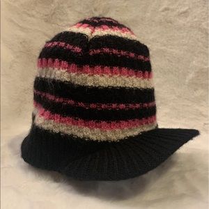 Women’s Pink, Black and White Beanie w/ front bill
